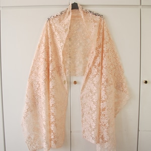 Pink lace net wedding party special occasion bridesmaid shawl shrug one size