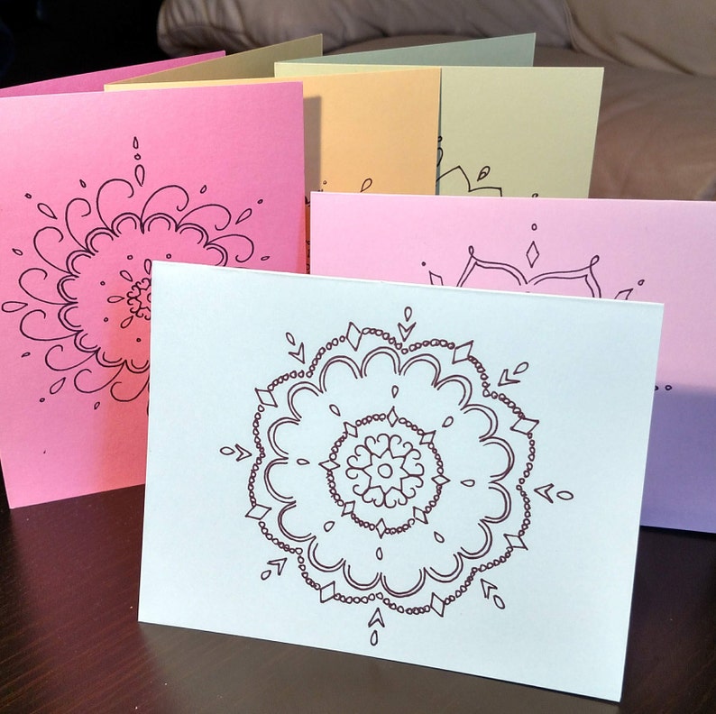 Birthday Cards Card Set Hand-drawn Mandala Greeting Card Set
