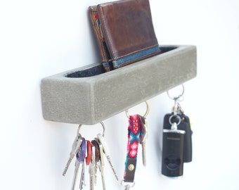 MUDESO - "The Key" magnetic key board made of concrete with shelf, key board, key holder, key organizer, concrete decoration