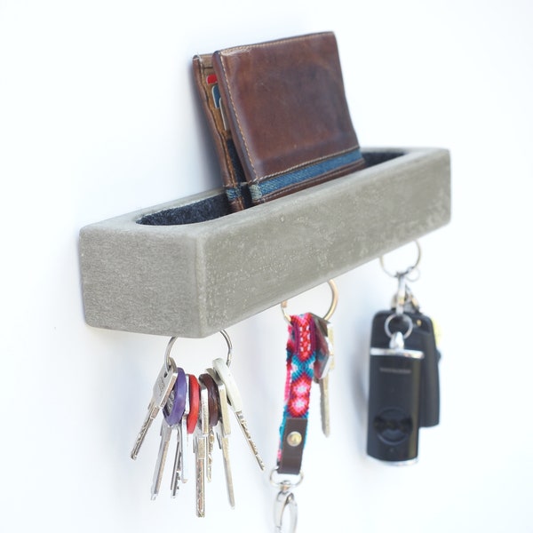 MUDESO - "The Key" magnetic key board made of concrete with shelf, key board, key holder, key organizer, concrete decoration