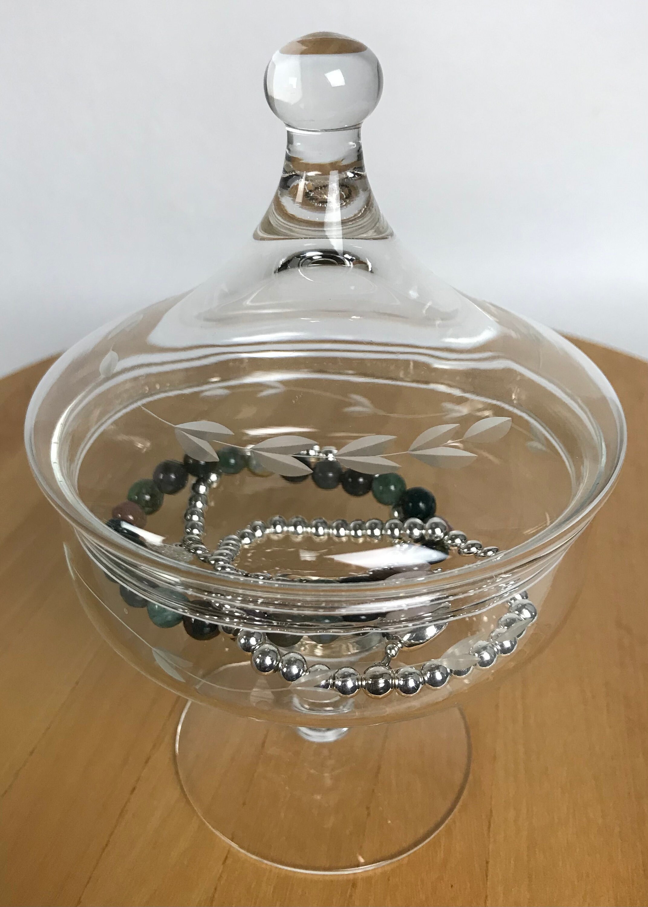 Vintage Glass Footed Bowl with Glass Lid 1950s Glass Bowl Etsy