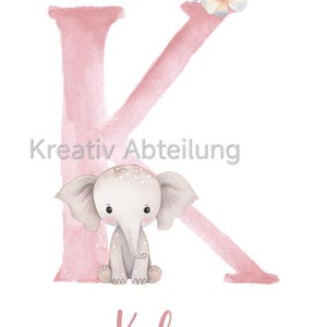 Namensposter personalisiert Buchstaben Kinderposter Poster Bilder wandbilder wandposter kinderzimmer kinderdeko Aquarell image 2
