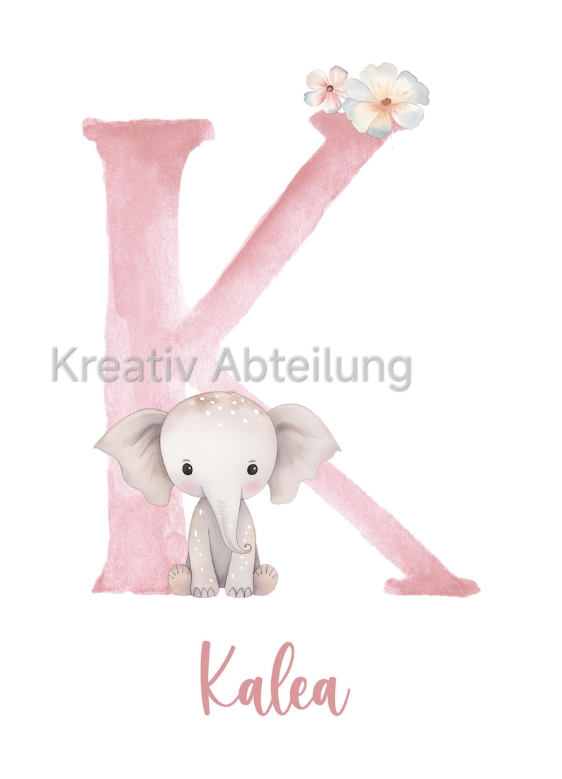 Namensposter personalisiert Buchstaben Kinderposter Poster Bilder wandbilder wandposter kinderzimmer kinderdeko Aquarell image 2