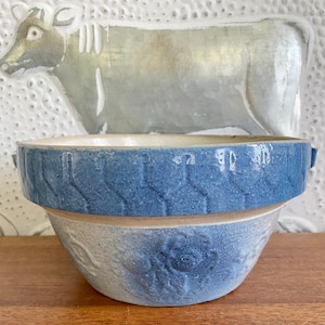 Primitive 1800’s Salt Glazed Farmhouse Mixing Bowl/Batter Bowl