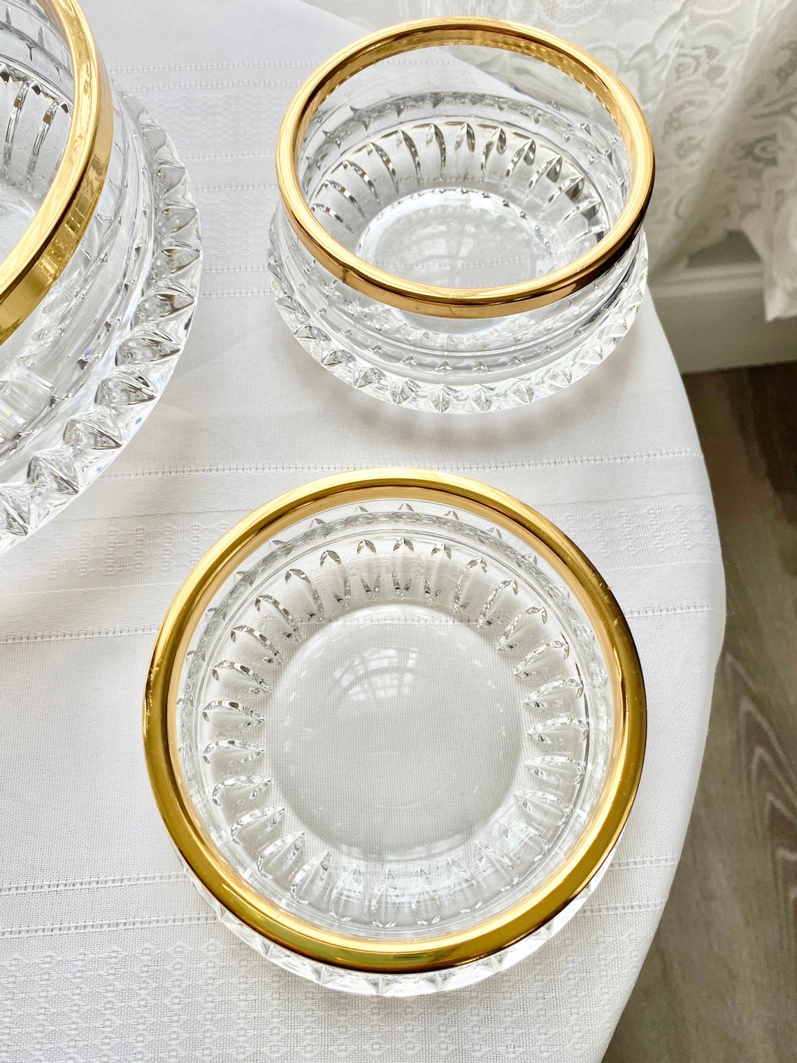 Vintage Lead Crystal Brama Serving Bowl Set Handmade in Etsy