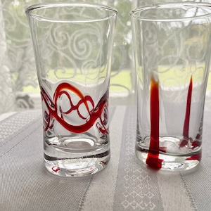 Clear Shot Glass Set with Red Blood Design