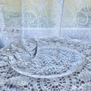 Vintage Federal Glass Company Homestead Snack/Luncheon Set Two plates Two Cups