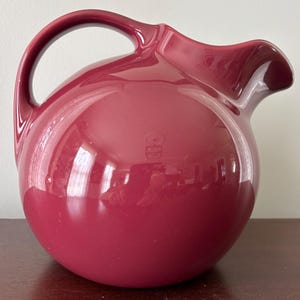 Vintage Ice Lipped Ball Pitcher by Hall Burgundy/Maroon