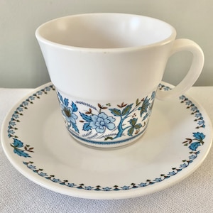 VTG Retro Blue Moon Noritake Progression China Cup & Saucer Set - 4 Piece