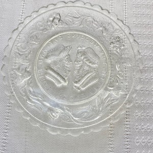 Vintage Westmoreland Crystal Cup Plate Set &quot;Three Weeks After the Wedding Day&quot;