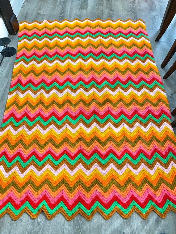 Vintage Handmade Crocheted Hippie Blanket Etsy