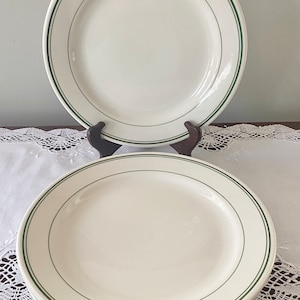 Vintage Homer Laughlin Green Band/Green Stripe Restaurant 9” Luncheon Plate Set of 2