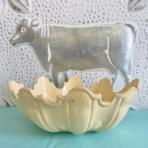 Antique Pottery Centerpiece Bowl Buttercream Yellow Farm House Decor