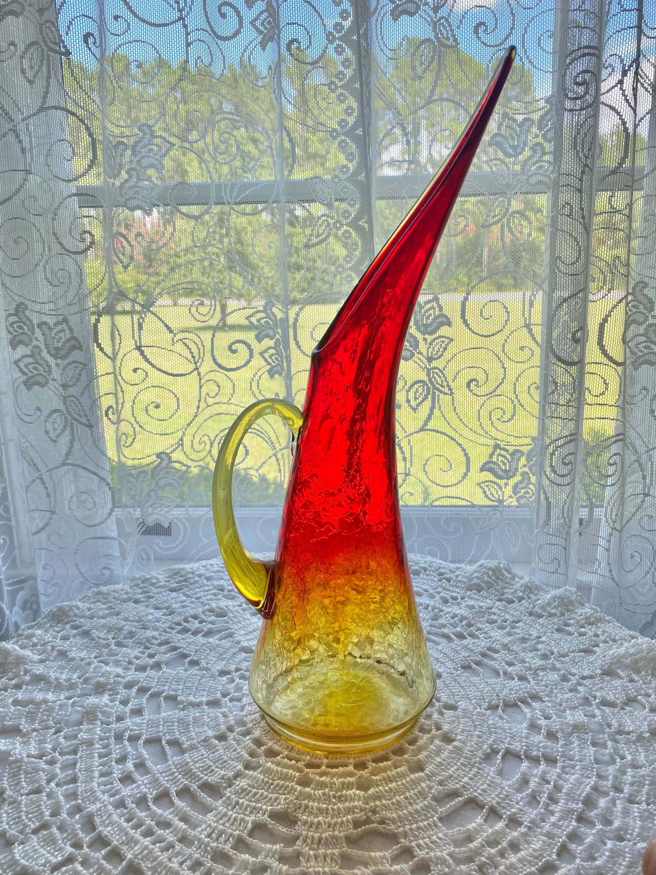 VTG Handblown Kanawha Amberina Crackle Pitcher 15