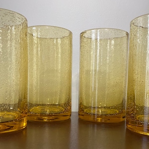 VTG Mexican Blown Bubble Glass Tumbler Set of 4