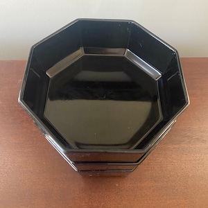 VTG Arcoroc France Octime Hexagonal Black Glass Stacking Bowls Set of 5