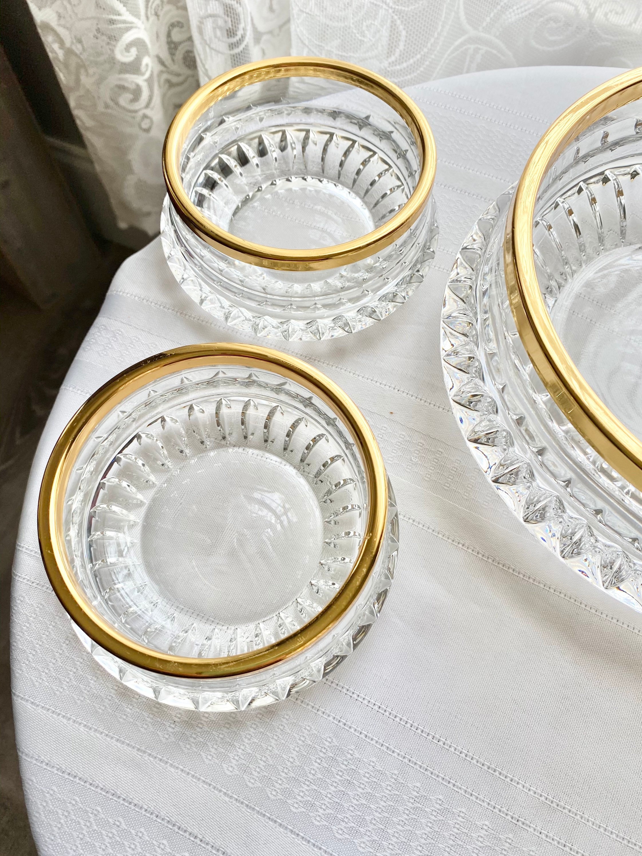 Vintage Lead Crystal Brama Serving Bowl Set Handmade in Etsy UK