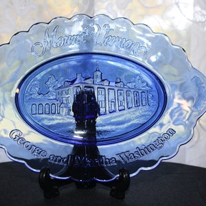 Vintage Blue Mount Vernon Plate / Soap Set George & Martha Washington