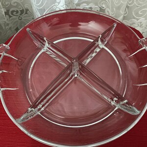 Vintage Elegant Clear Divided Relish / Candy Dish with Decorative Handles