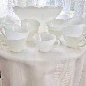 Vintage Anchor Hocking Ernte Trauben Milch Glas Bowle Schüssel 23 Stück Set