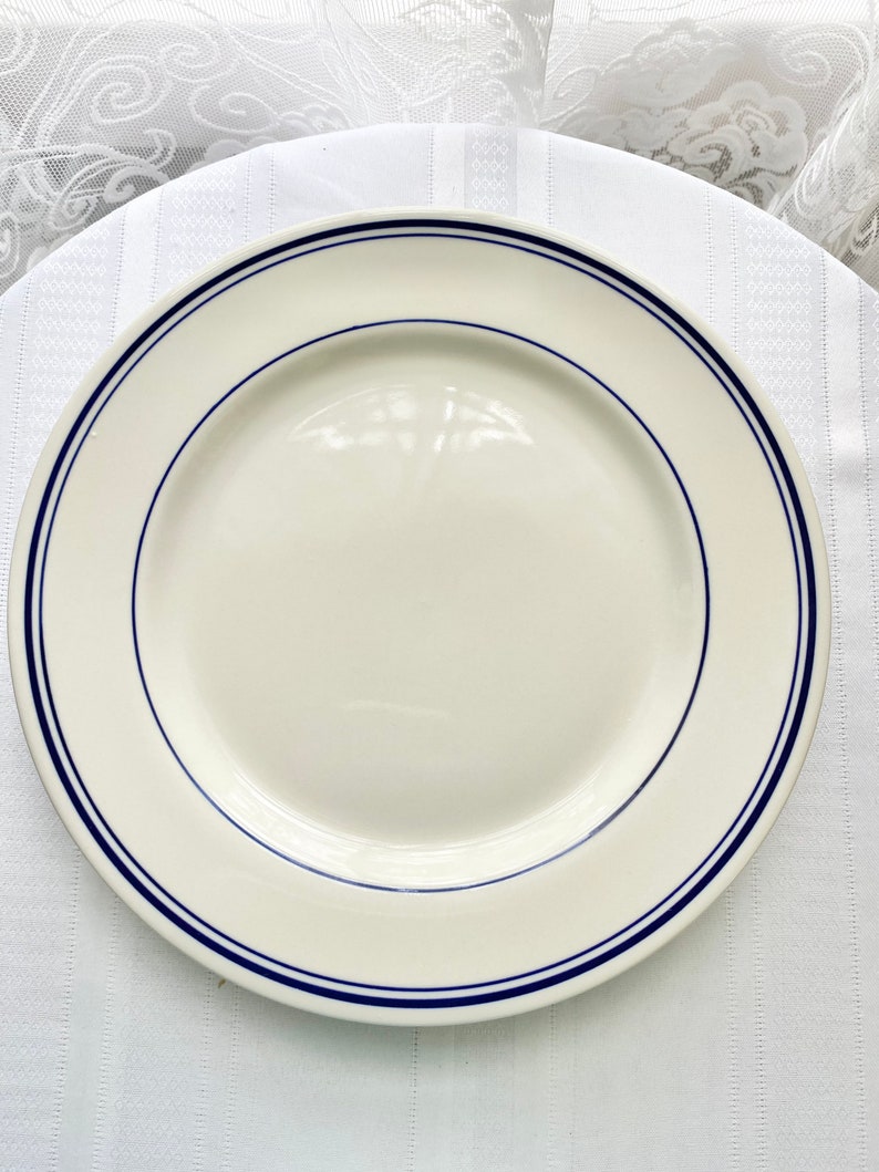 Lynns Stoneware Blue Band / Blue Rings Pattern 2004 2005 Etsy