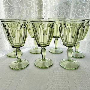 Vintage Westmoreland Colonial Pattern #1776 Olive Green Juice Glass Set