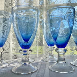 Brilliant Blue Pedestal Beverage Glass Set of 6