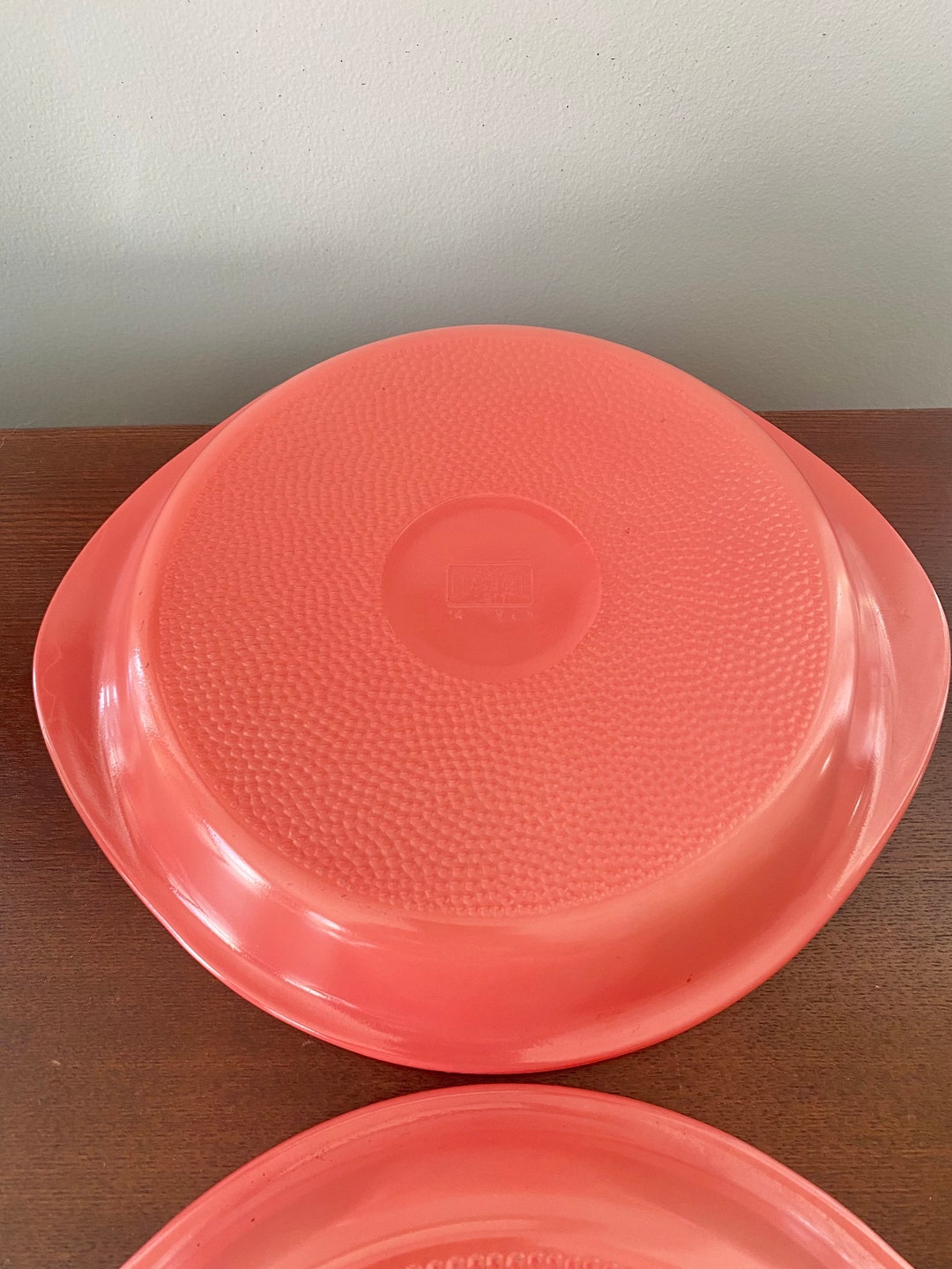 Antique Glasbake 9 Pie Plate Set of Two Flamingo Pink RARE Etsy