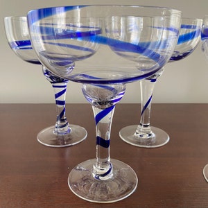 Beautiful Blue Swirl Margarita Set of Four
