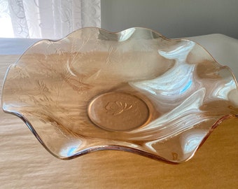 Vintage Louisa Pattern Ruffled Bowl by Jeanette Glass