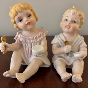 Vintage Piano Baby Set of SWEET Baby Boy and Girl Figurines