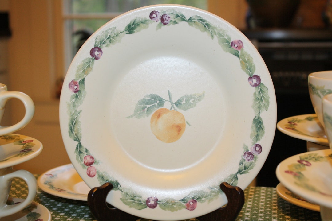 Vintage Jamberry by Pfaltzgraff Lot of Six Cups, Saucers Bread