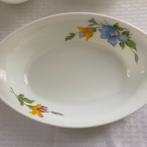 Vintage Oval White Casserole Set with Flowers Set of Three