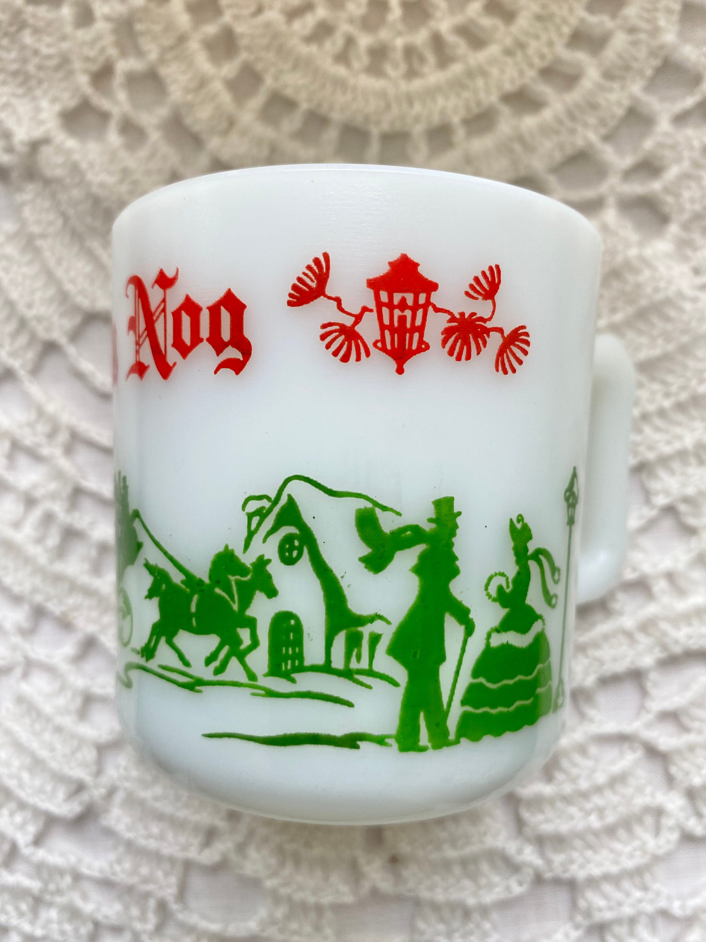 Hazel Atlas Vintage Egg Nog Bowl and 4 Mugs, Mid Century, Nostalgic  Christmas