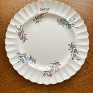 VTG Discontinued Spode 10 3/4" Dinner Plate SP305 Fine Bone China England Gold Trim Set of Two - Rare Pattern