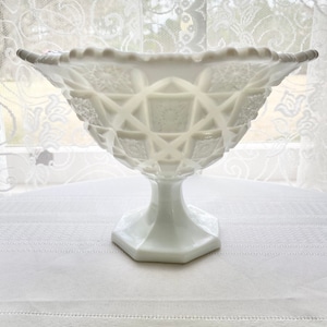 Vintage Westmoreland Old Quilt Pattern Pedestal Bowl