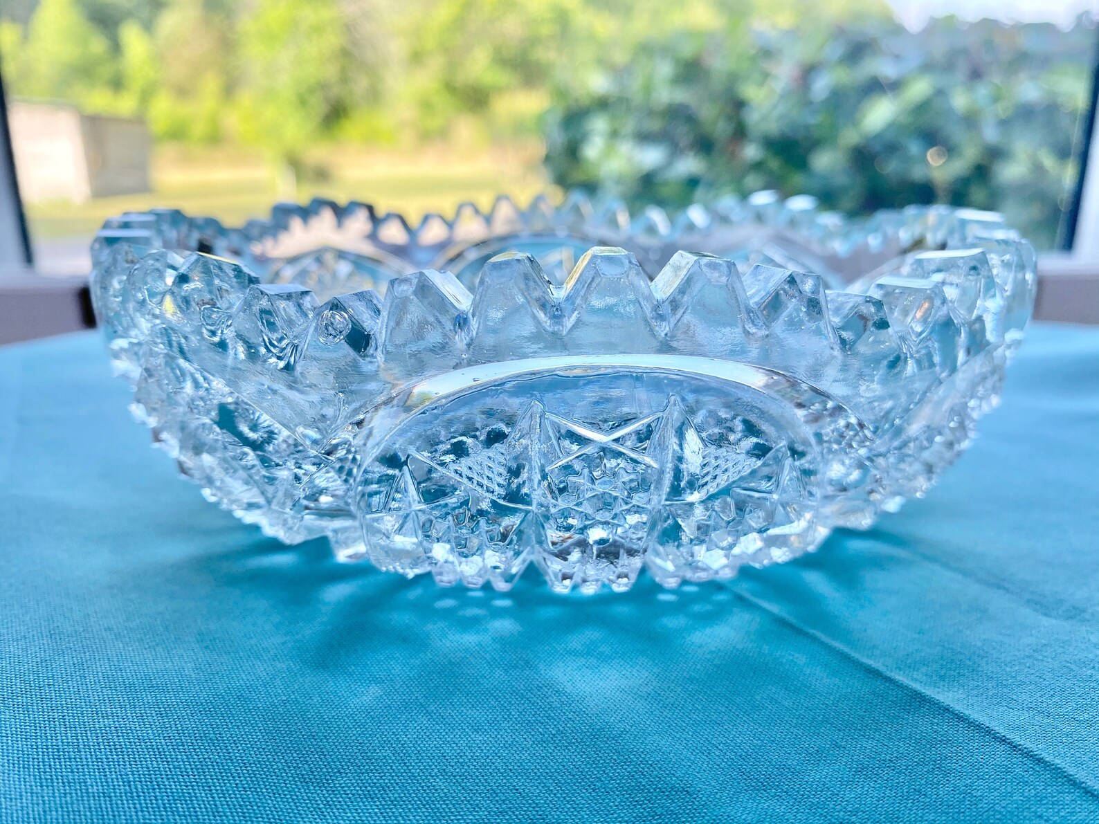 Vintage Brilliant Imperial NUCUT Crystal Bowl & Pedestal Dish Etsy