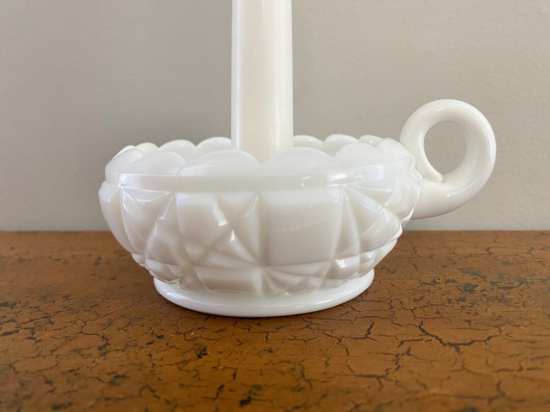 VTG Milk Glass Candle Holder Etsy