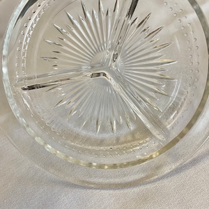 VTG Retro Starburst Divided Clear Glass Dish