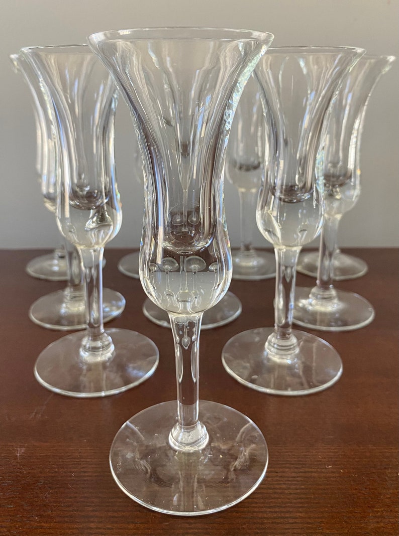 VTG MCM Danish Tulip Shaped Cordial Coupe Glass Set Heavy Etsy
