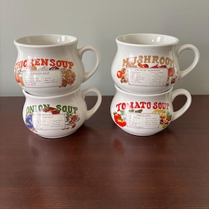 Vintage Handled Recipe Soup Mugs 1970&#39;s - Your Choice