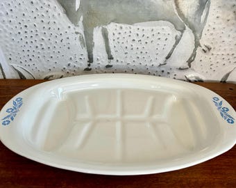 Bandeja ovalada para carne de 40,6 cm, estilo aciano azul vintage de Corning Ware, años 70, P19