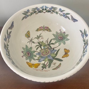 VTG Port Meirion Botanic Garden 11" Große Salat-/Servierschüssel Passiflora Caerulea Blaue Passionsblume SELTEN 1972