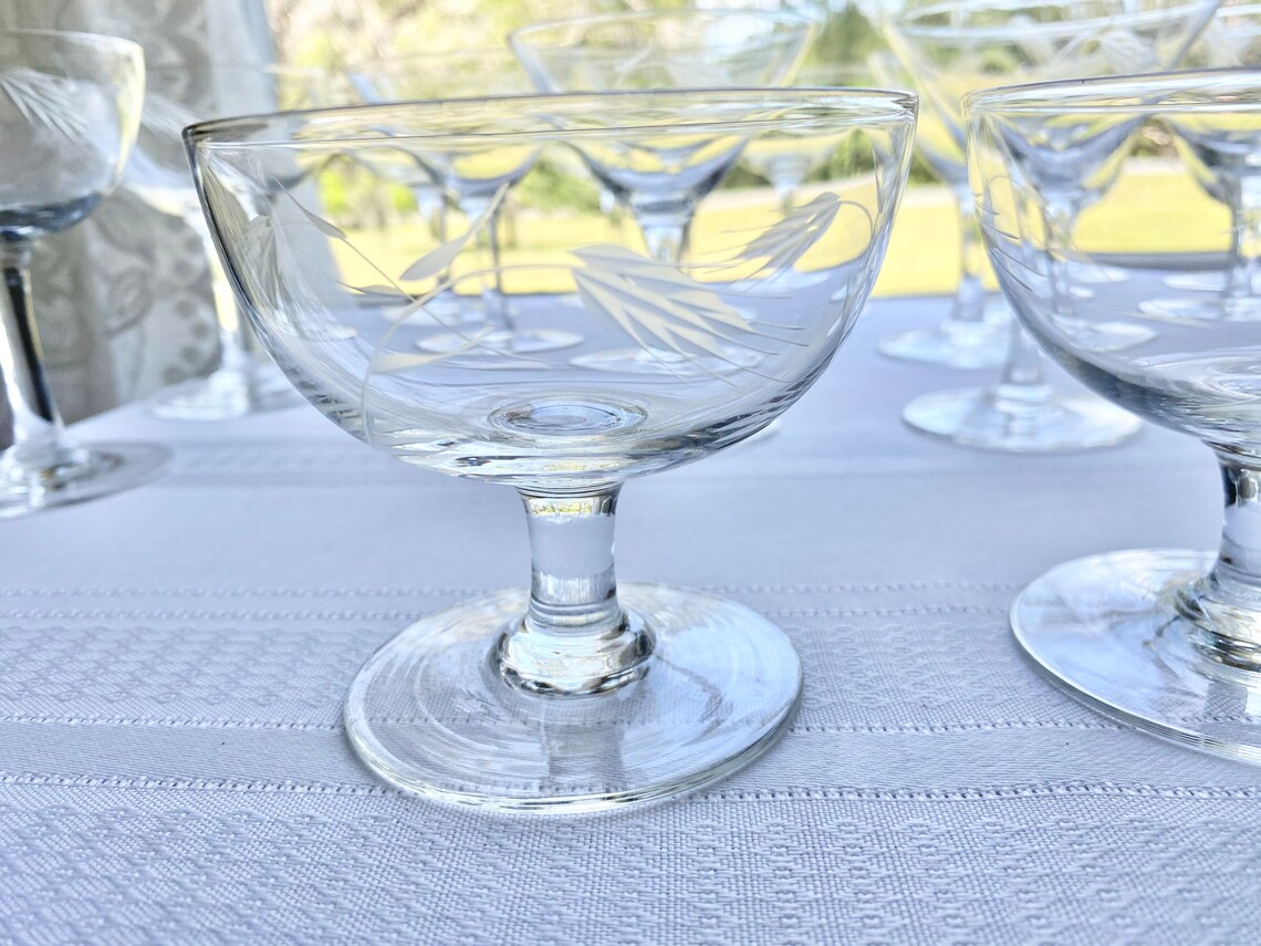 Vintage Noritake Sasaki Etched Wheat Pattern Crystal Glasses Etsy