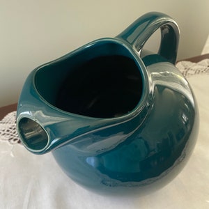 Vintage Hall Ice Lipped Ball Pitcher Deep Spruce Green / Teal Color
