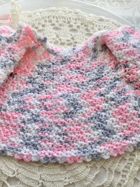 Vintage Crocheted Baby Girl Sweater and Bonnet - image 3