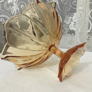Westmoreland Golden Sunset Amber Lotus Leaf Compote