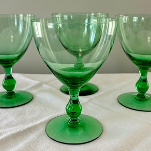 Vintage Gorgeous Green Goblet Set of 4