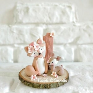 Woodland Fox-Deer Cake Topper-Animali del bosco fatato Volpe-Decorazioni Pasta di Zucchero -Fairy Animals-Bomboniera Personalizzata