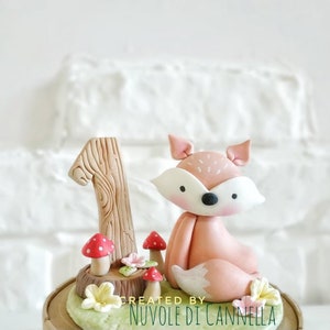 Woodland Fox Cake Topper - Woodland Animals Topper - Birthday Topper - Birthday -Cake Topper Number - Number - Fox -Cold porcelain